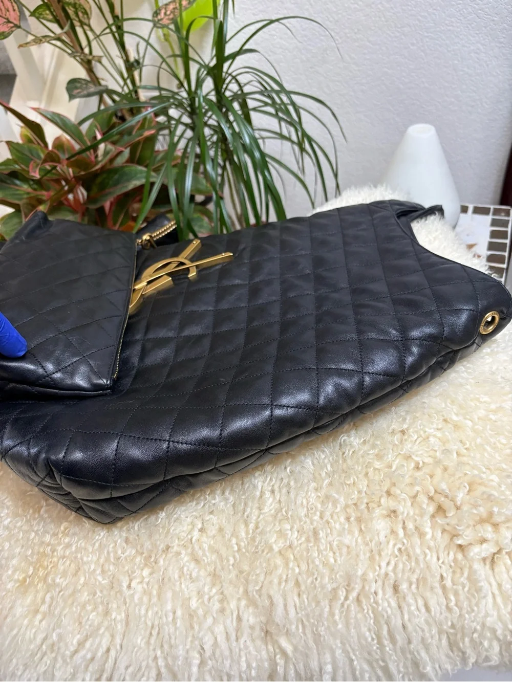 Saint Laurent Black Quilted Leather Icare Maxi. *EUC, NO CALL OUTS